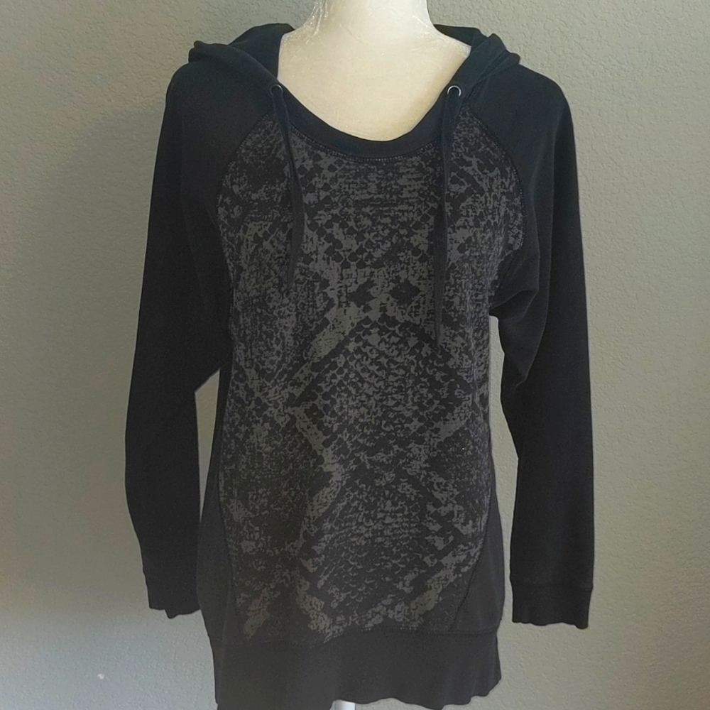 DKNY Jeans Weathered Raglan Snakeskin Hoodie